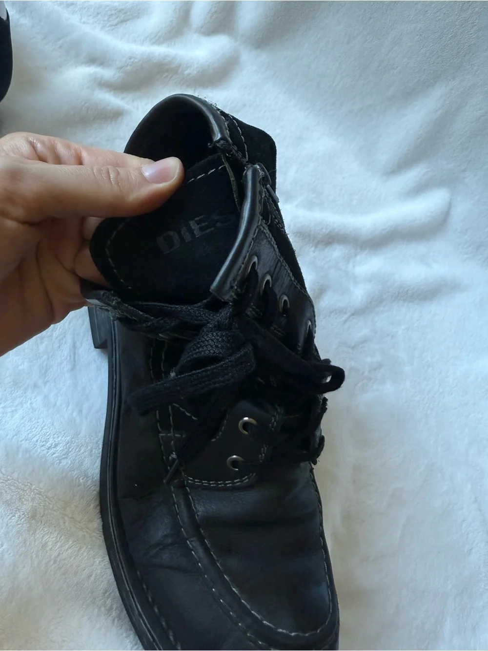 Diesel Black Lace-Up Ankle Boots